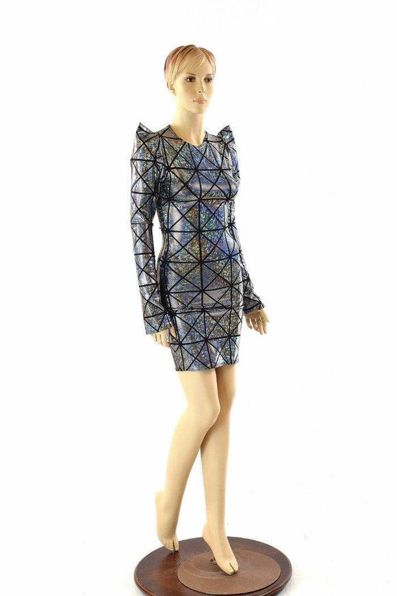 Cracked Tiles Sharp Shoulder Dress - Coquetry Clothing