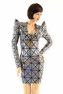 Cracked Tiles Sharp Shoulder Dress - Coquetry Clothing