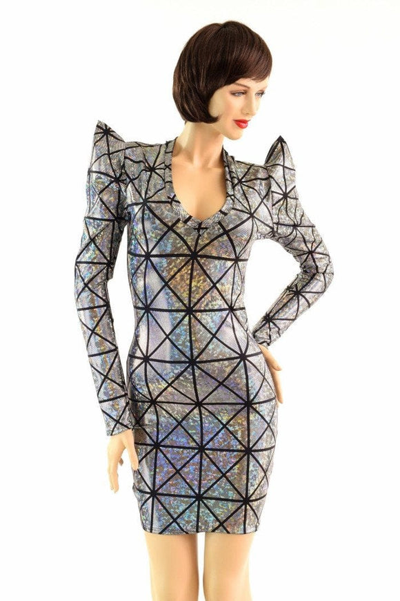 Cracked Tiles Sharp Shoulder Dress - Coquetry Clothing