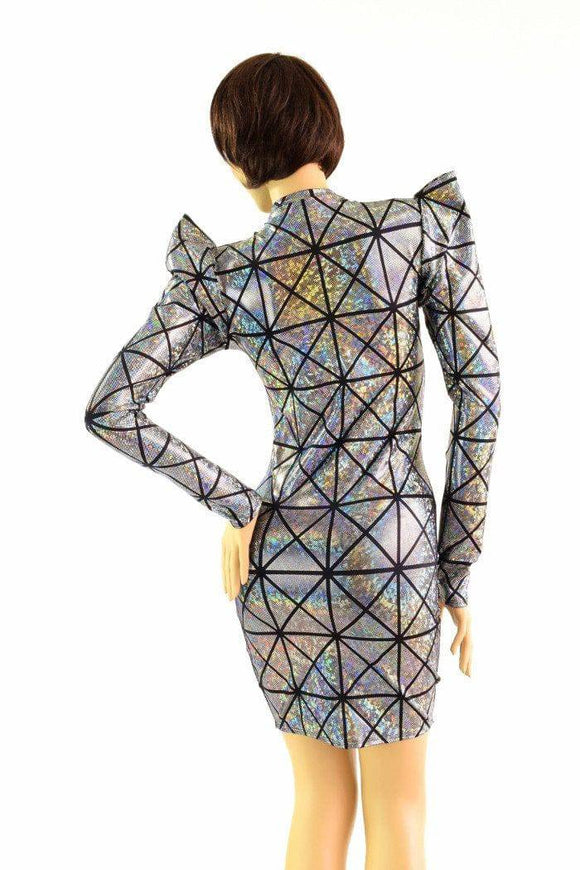 Cracked Tiles Sharp Shoulder Dress - Coquetry Clothing