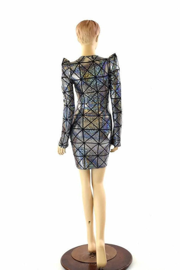 Cracked Tiles Sharp Shoulder Dress - Coquetry Clothing