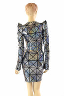 Cracked Tiles Sharp Shoulder Dress - Coquetry Clothing