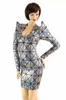 Cracked Tiles Sharp Shoulder Dress - Coquetry Clothing