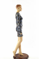 Cracked Tiles Sharp Shoulder Dress - Coquetry Clothing