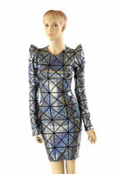 Cracked Tiles Sharp Shoulder Dress - Coquetry Clothing