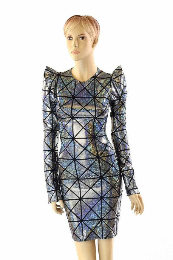 Cracked Tiles Sharp Shoulder Dress - Coquetry Clothing