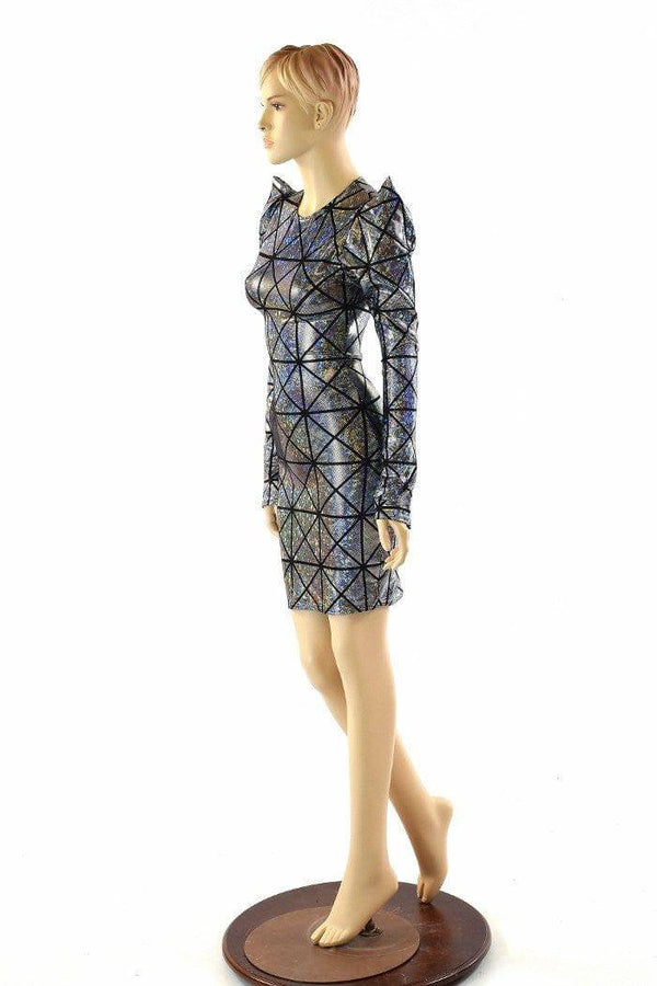 Cracked Tiles Sharp Shoulder Dress - 1