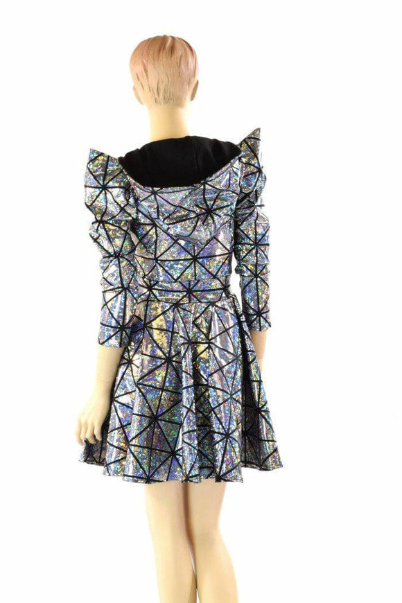 Cracked Tiles Sharp Shoulder Skater Dress - Coquetry Clothing