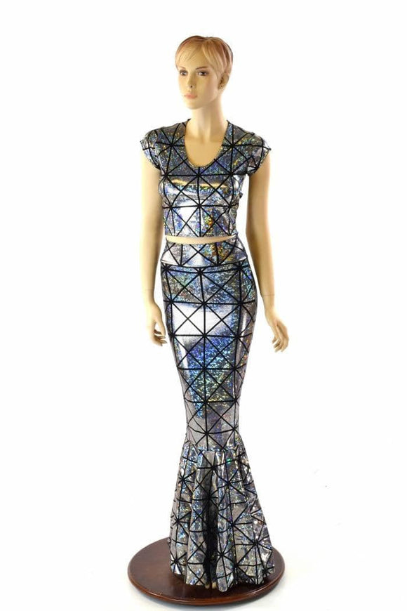 Cracked Tiles Skirt & Crop Set - Coquetry Clothing