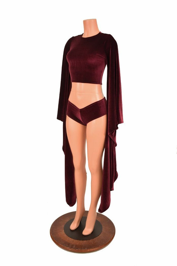 Crew Neck Kimono Crop Top - Coquetry Clothing