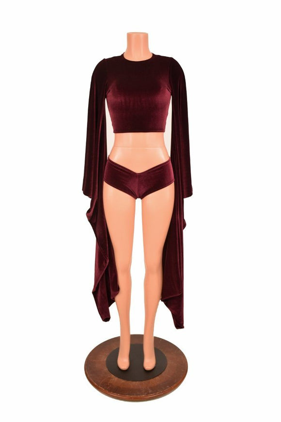 Crew Neck Kimono Crop Top - Coquetry Clothing