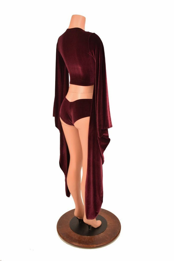 Crew Neck Kimono Crop Top - Coquetry Clothing
