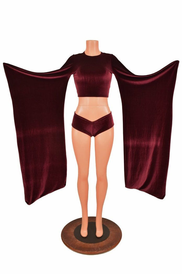 Crew Neck Kimono Crop Top - Coquetry Clothing