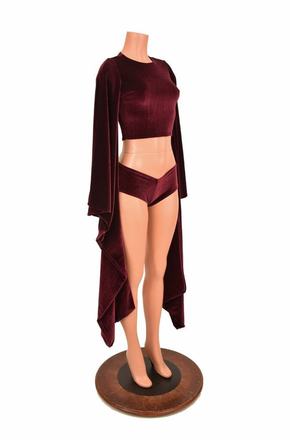 Crew Neck Kimono Crop Top - Coquetry Clothing