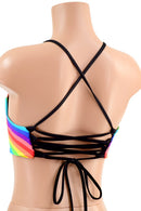 Criss Cross Back Halter Top in Rainbow Stripe - Coquetry Clothing