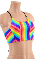 Criss Cross Back Halter Top in Rainbow Stripe - 4
