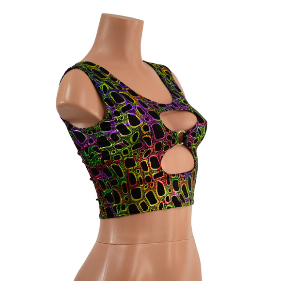 Cutout O - Ring Crop Tank in Poisonous - Coquetry Clothing