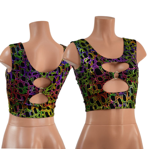 Cutout O - Ring Crop Tank in Poisonous - Coquetry Clothing