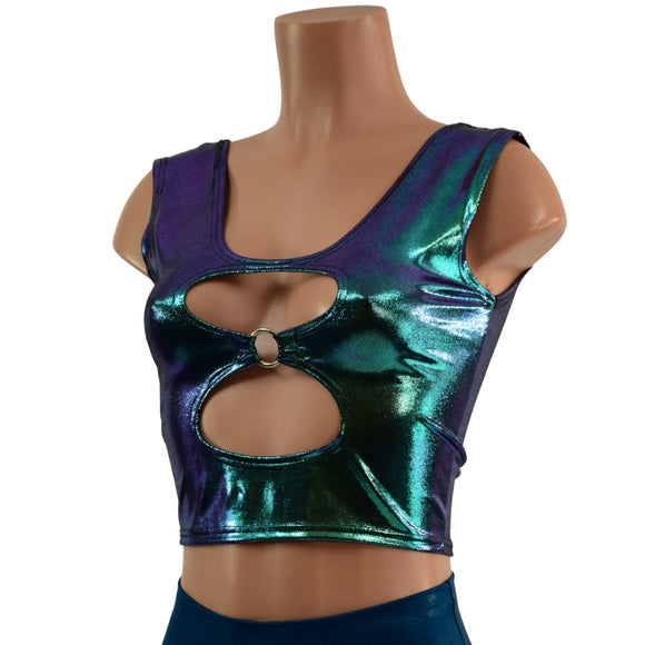 Cutout O - Ring Crop Tank in Scarab - Coquetry Clothing