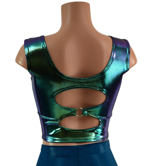 Cutout O - Ring Crop Tank in Scarab - Coquetry Clothing