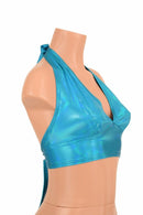 Darted Tie Back Halter in Peacock Holographic - Coquetry Clothing