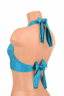 Darted Tie Back Halter in Peacock Holographic - Coquetry Clothing