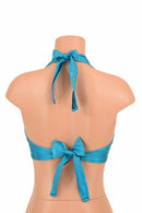Darted Tie Back Halter in Peacock Holographic - Coquetry Clothing
