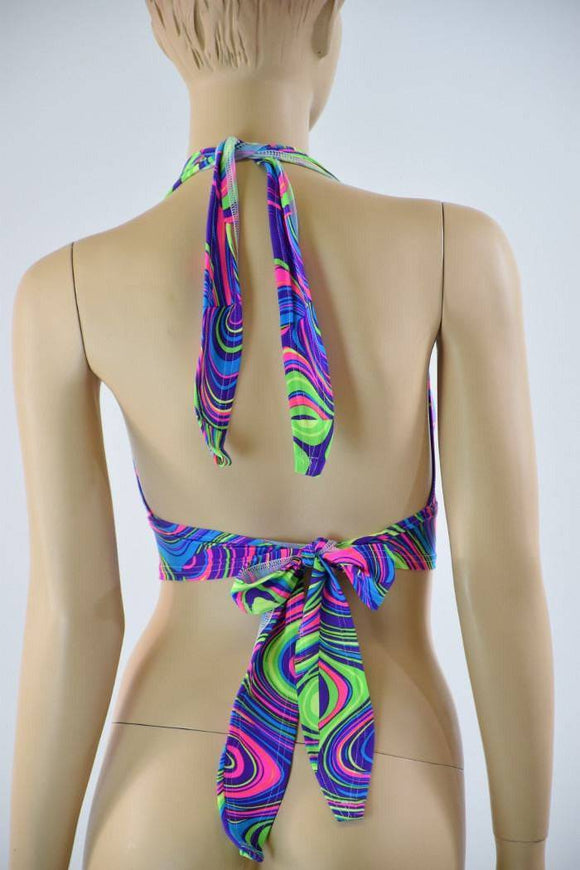 Darted Tie Back Halter Top in Glow Worm - Coquetry Clothing