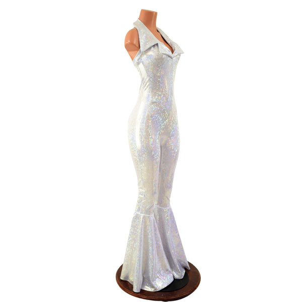 Dazzling Bell Bottom Catsuit with Showtime Collar and Backless Neckline - 2