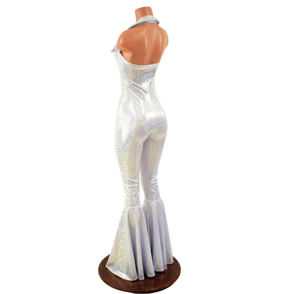 Dazzling Bell Bottom Catsuit with Showtime Collar and Backless Neckline - 5