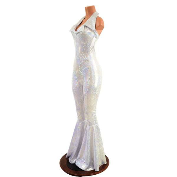 Dazzling Bell Bottom Catsuit with Showtime Collar and Backless Neckline - 3