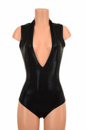 Deep Plunge Black Metallic Romper - 2