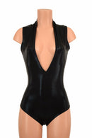 Deep Plunge Black Metallic Romper - Coquetry Clothing