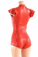 Deep Plunge Devil Red Holographic Romper - Coquetry Clothing