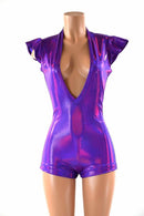 Deep Plunge Grape Purple Romper - Coquetry Clothing