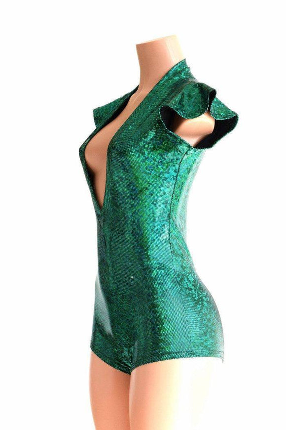 Deep Plunge Green Kaleidoscope Romper - Coquetry Clothing