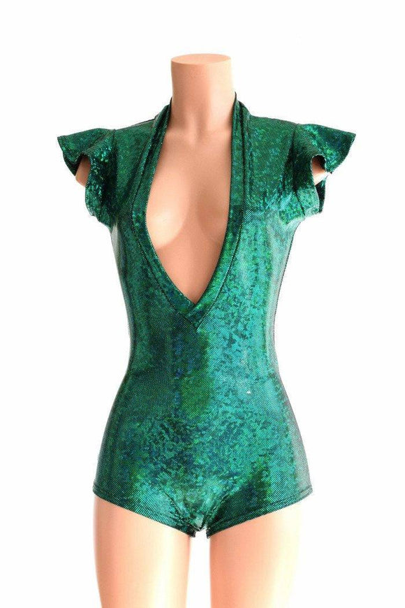 Deep Plunge Green Kaleidoscope Romper - Coquetry Clothing