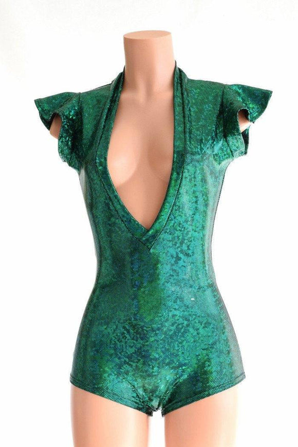 Deep Plunge Green Kaleidoscope Romper - Coquetry Clothing