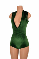 Deep Plunge Green Velvet Romper - Coquetry Clothing