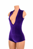 Deep Plunge Purple Velvet Romper - Coquetry Clothing