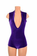 Deep Plunge Purple Velvet Romper - Coquetry Clothing