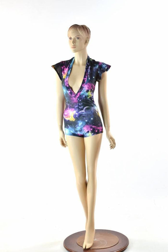 Deep Plunging V Galaxy Romper - Coquetry Clothing