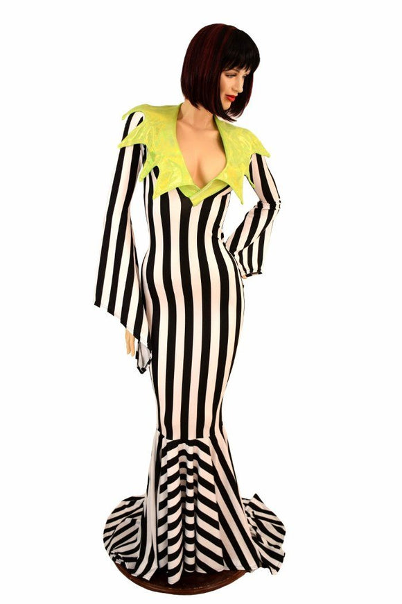 Demonica Collar Puddle Train Gown - Coquetry Clothing