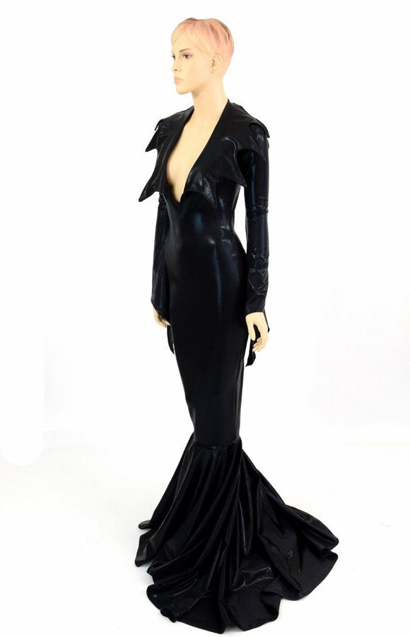 Demonica Collar Puddle Train Gown - Coquetry Clothing