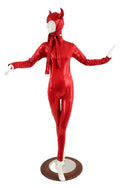 Devil Horned Bonnet & Zipper Back Catsuit Set - 1