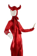 Devil Horned Bonnet & Zipper Back Catsuit Set - 3