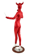 Devil Horned Bonnet & Zipper Back Catsuit Set - 5
