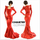 Devil Red Holographic Puddle Train Gown - Coquetry Clothing