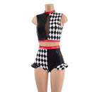 Diamond, Black Mystique and Nude Mesh Romper with Inset Keyhole Neckline - Coquetry Clothing