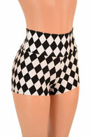 Diamond Print High Waist Shorts - Coquetry Clothing